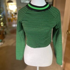 Green Striped Women's Top
